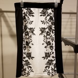Black & White Floral Skirt (Size: L)